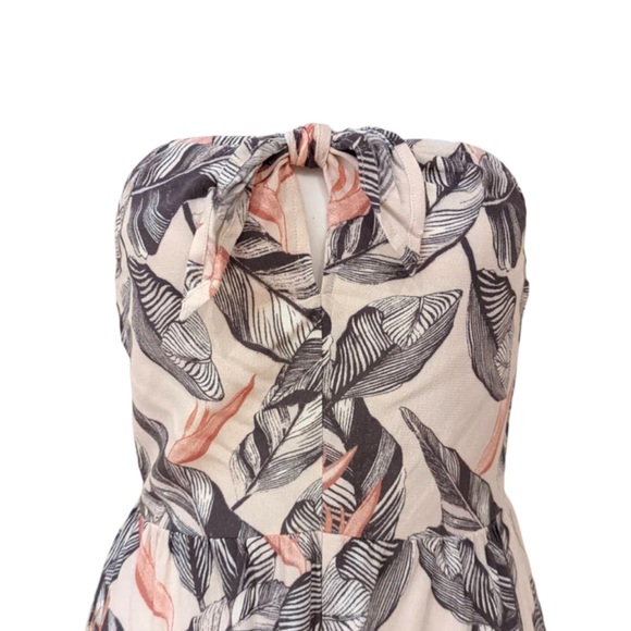 Kendall & Kylie Strapless Smocked Back Leaf Print Romper - Picture 3 of 11